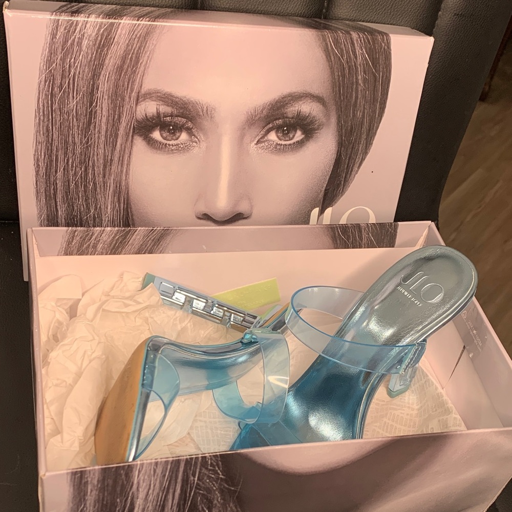 Jennifer Lopez Transparent Blue Heels